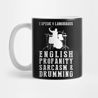 Beating the Humor Drum! Funny '4 Languages' Sarcasm Drumming Tee & Hoodie Mug